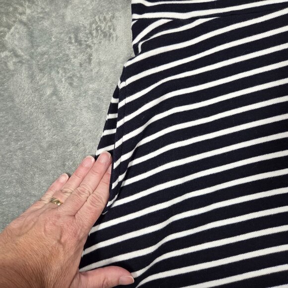 Talbots Dress Small Navy White Stripe Edie Fit Flare Preppy Nautical Pockets - Picture 5 of 9